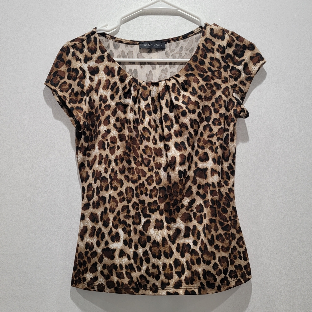 Mandy Evans Animal Print Short Sleeve Top Size Small